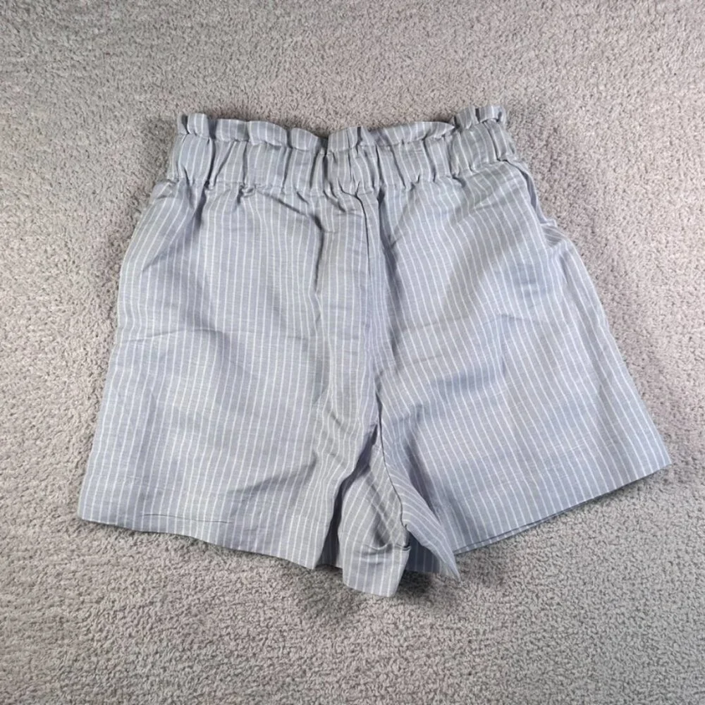 Madewell Womens Stripe-Play Drawstring Pull-On Paperbag Shorts XS Purple Wht NWT - Picture 3 of 11